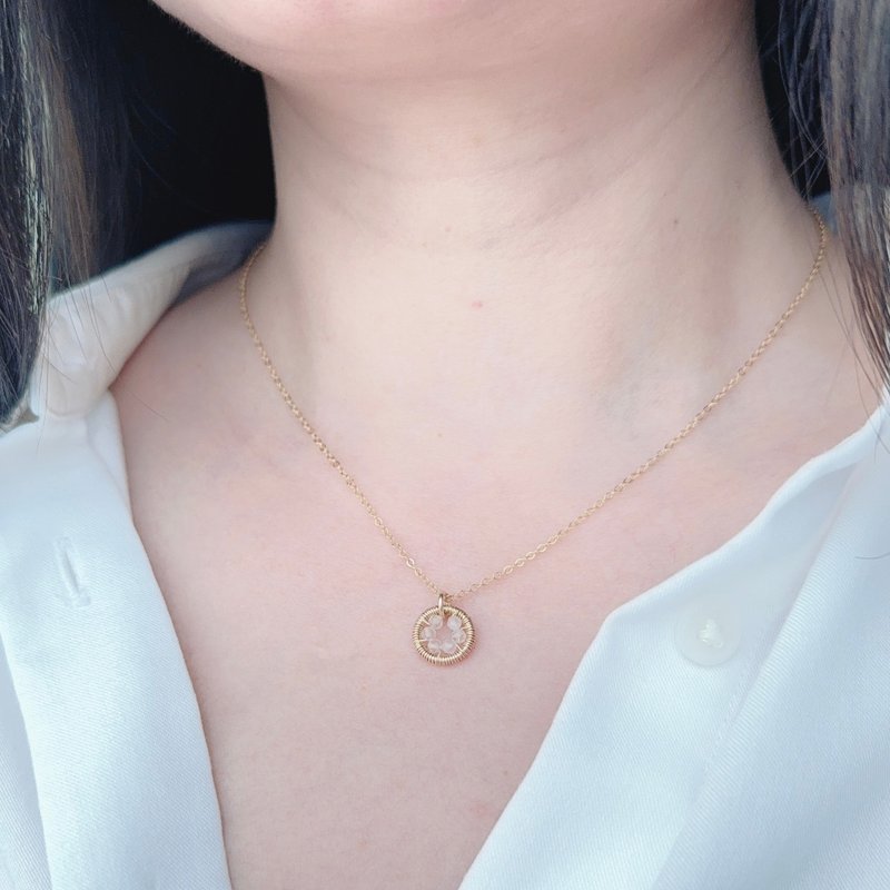 Halo【6月诞生石】月光石吊坠颈链 / 14KGF  / 天然石 - 项链 - 宝石 白色