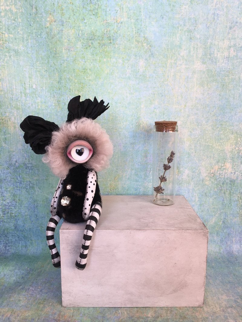 可爱卷发独眼巨人 CoCo _ 定制化！ - 玩偶/公仔 - 其他材质 黑色