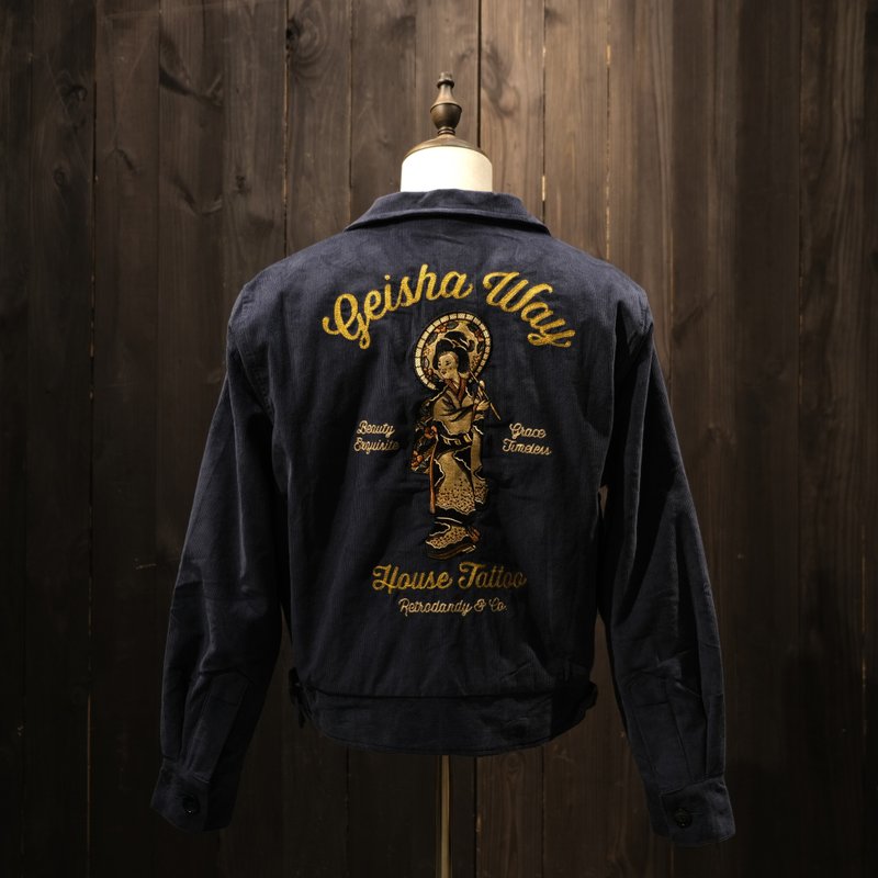 Geisha by House Tattoo - 经典蓝 Classic Blue - 男装外套 - 棉．麻 