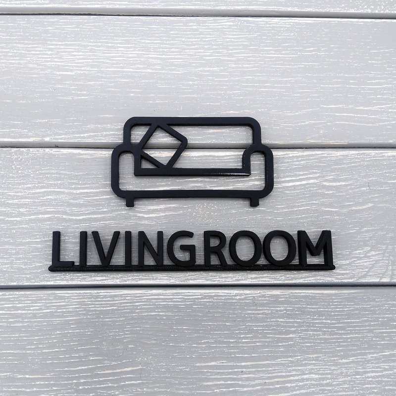 房间标志 客厅标示,客厅标示牌 - 墙贴/壁贴 - 塑料 黑色