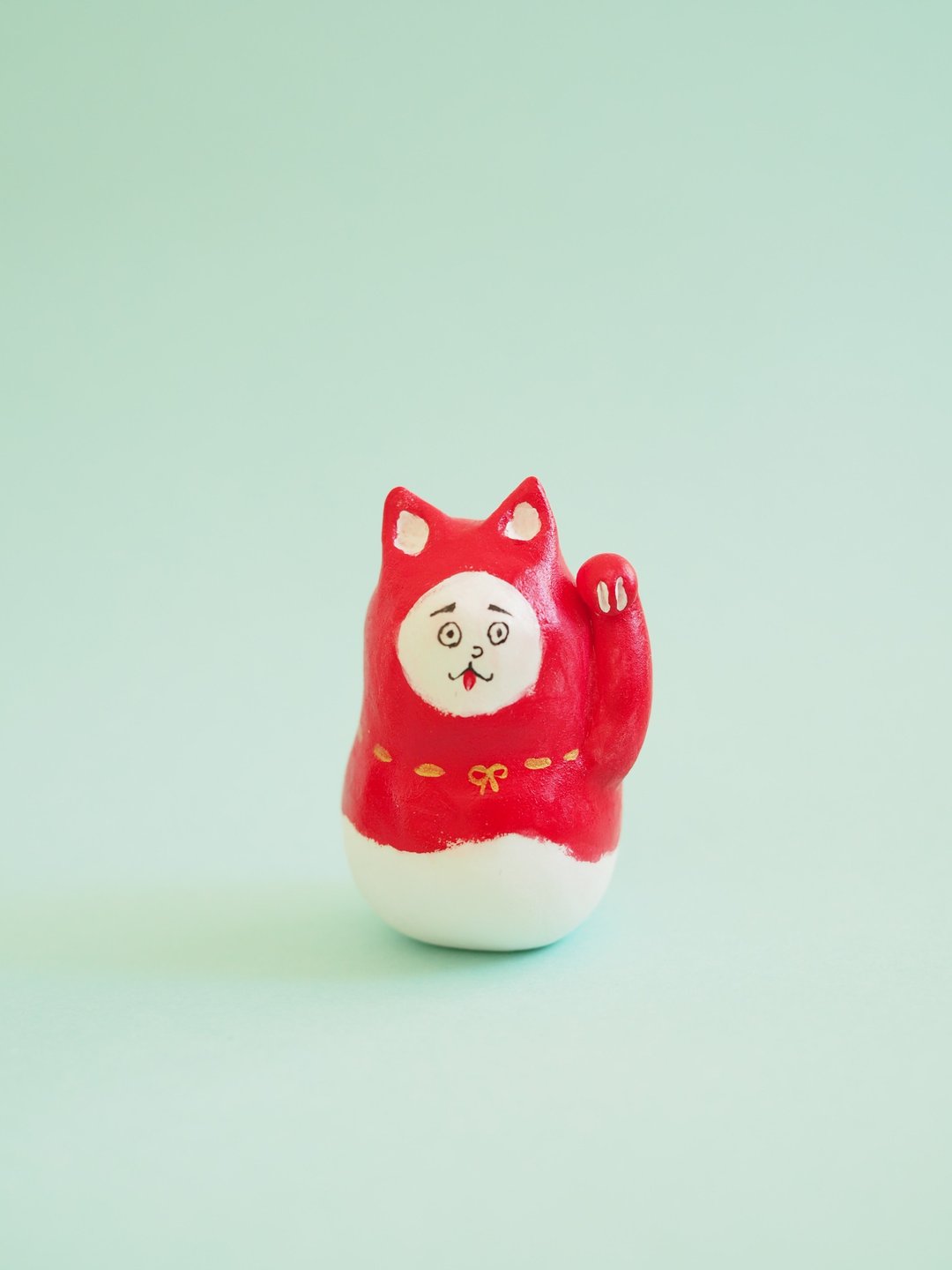 lucky cat hood - 玩偶/公仔 - 粘土 红色