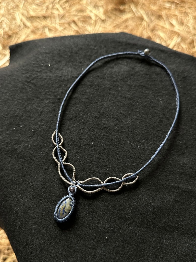 青金石编织蜡线项链 - 项链 - 半宝石 蓝色