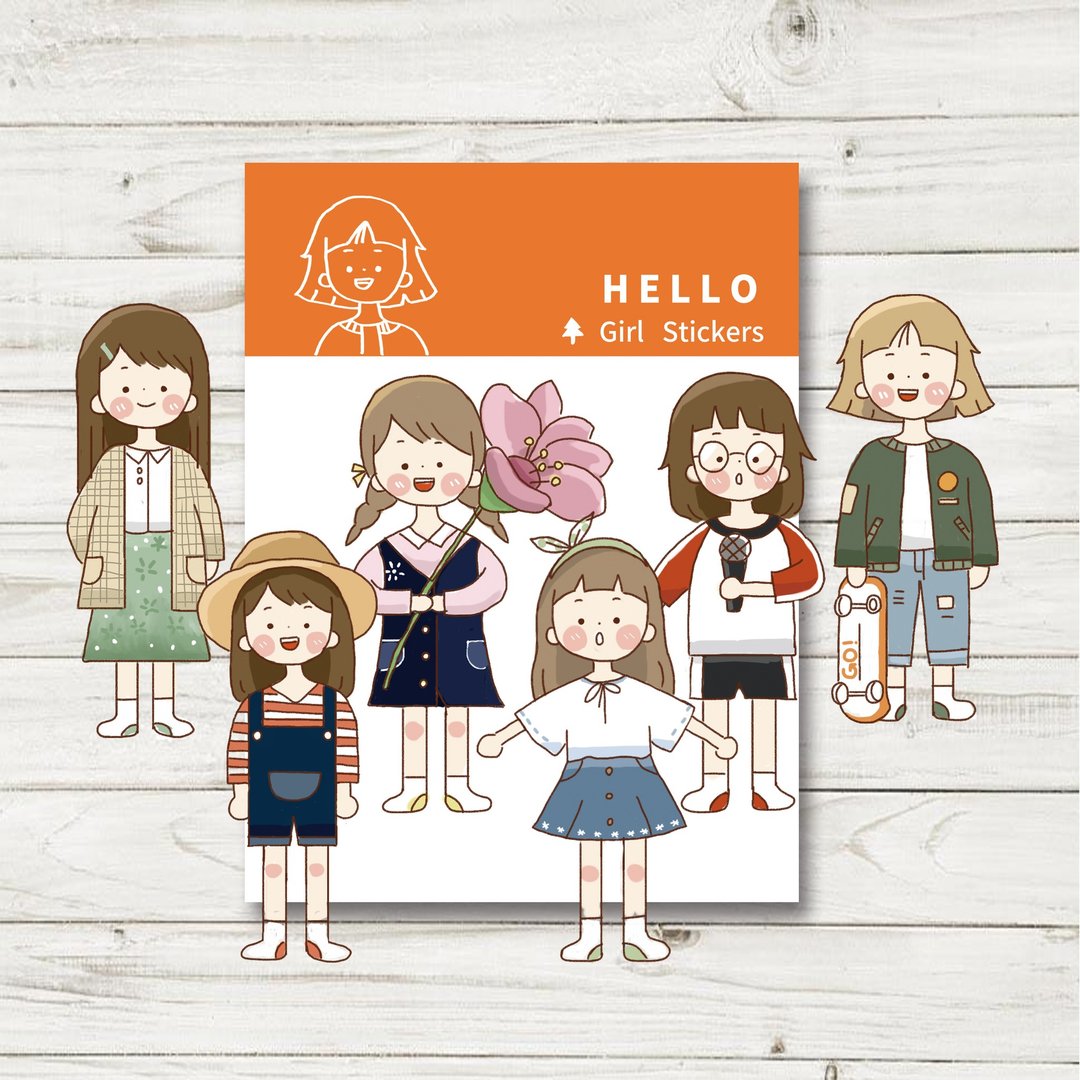 女孩贴纸组 / 6入 - 贴纸 - 纸 多色