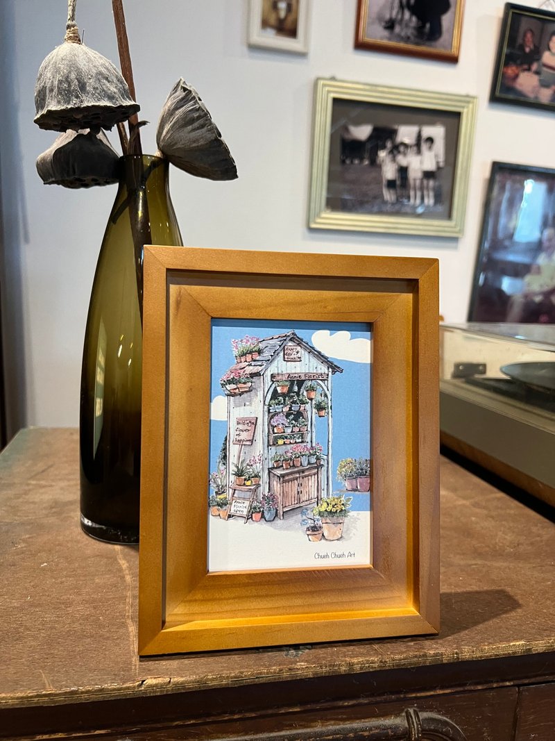 花房水彩插画 | 实木相框礼盒组 | Chueh Chueh Art - 摆饰 - 木头 咖啡色