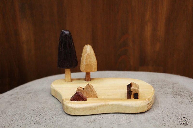 原木树岛屿名片明信片座  摆饰 送礼 置物座 岛屿树 - 摆饰 - 木头 咖啡色