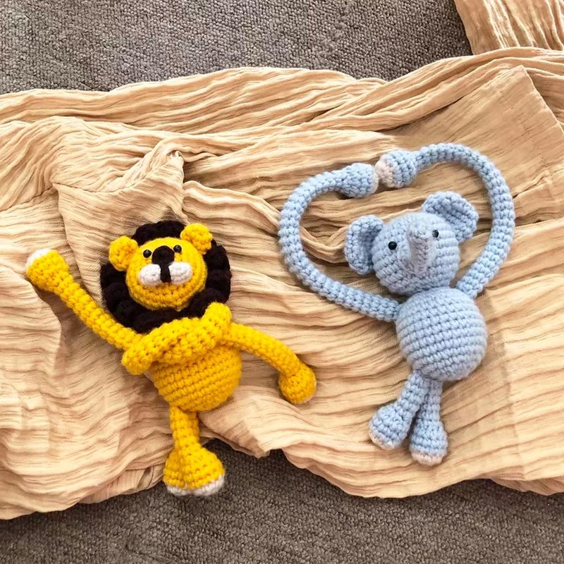 手工编织DIY钩针材料包小狮子大象长耳兔咕咕鸡玩偶自制礼物 - 编织/刺绣/羊毛毡/裁缝 - 聚酯纤维 多色