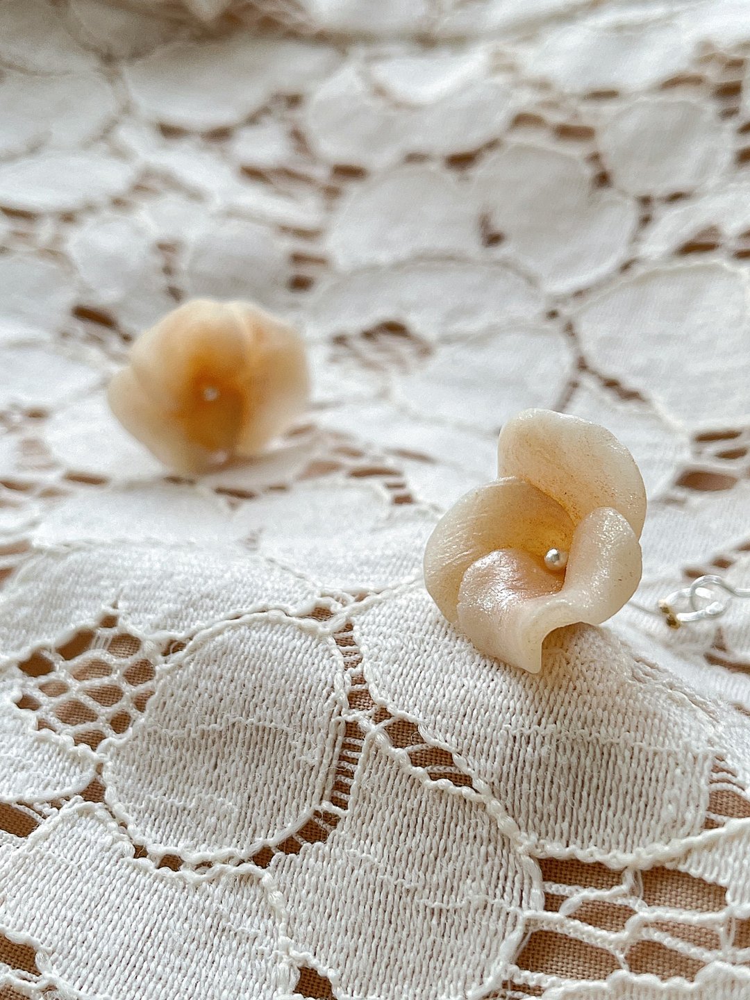 -珍珠花系列/*淡裸 *陶制耳环 - 耳环/耳夹 - 陶 