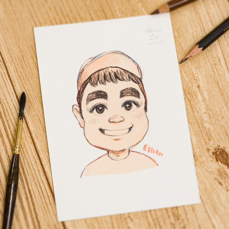 【伊森肖像画】 简单素色人像插画 - 卡片/明信片 - 纸 白色