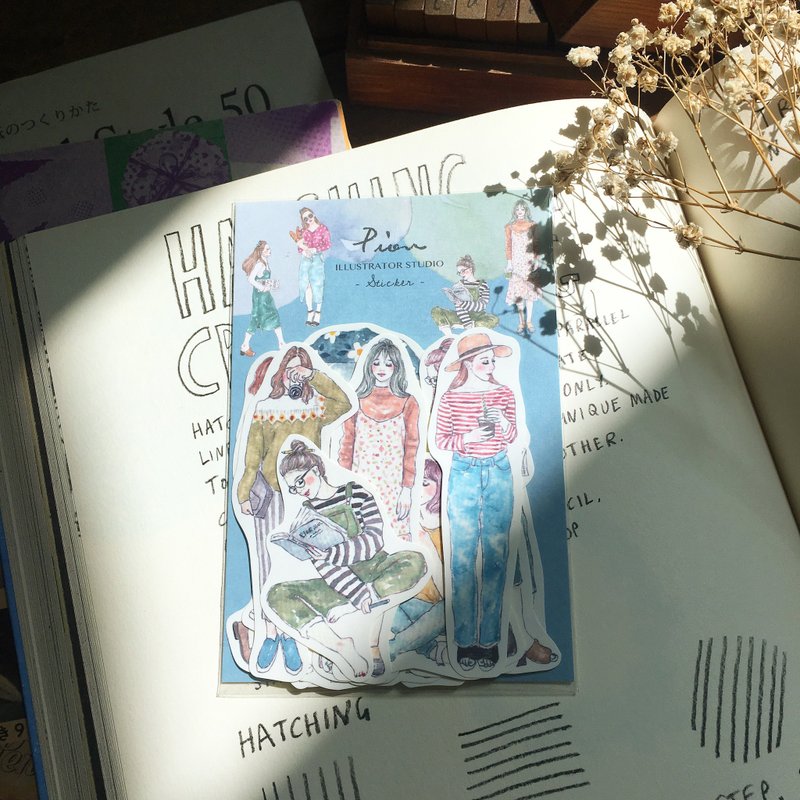 小日子 / 女孩18入贴纸 - 贴纸 - 纸 蓝色