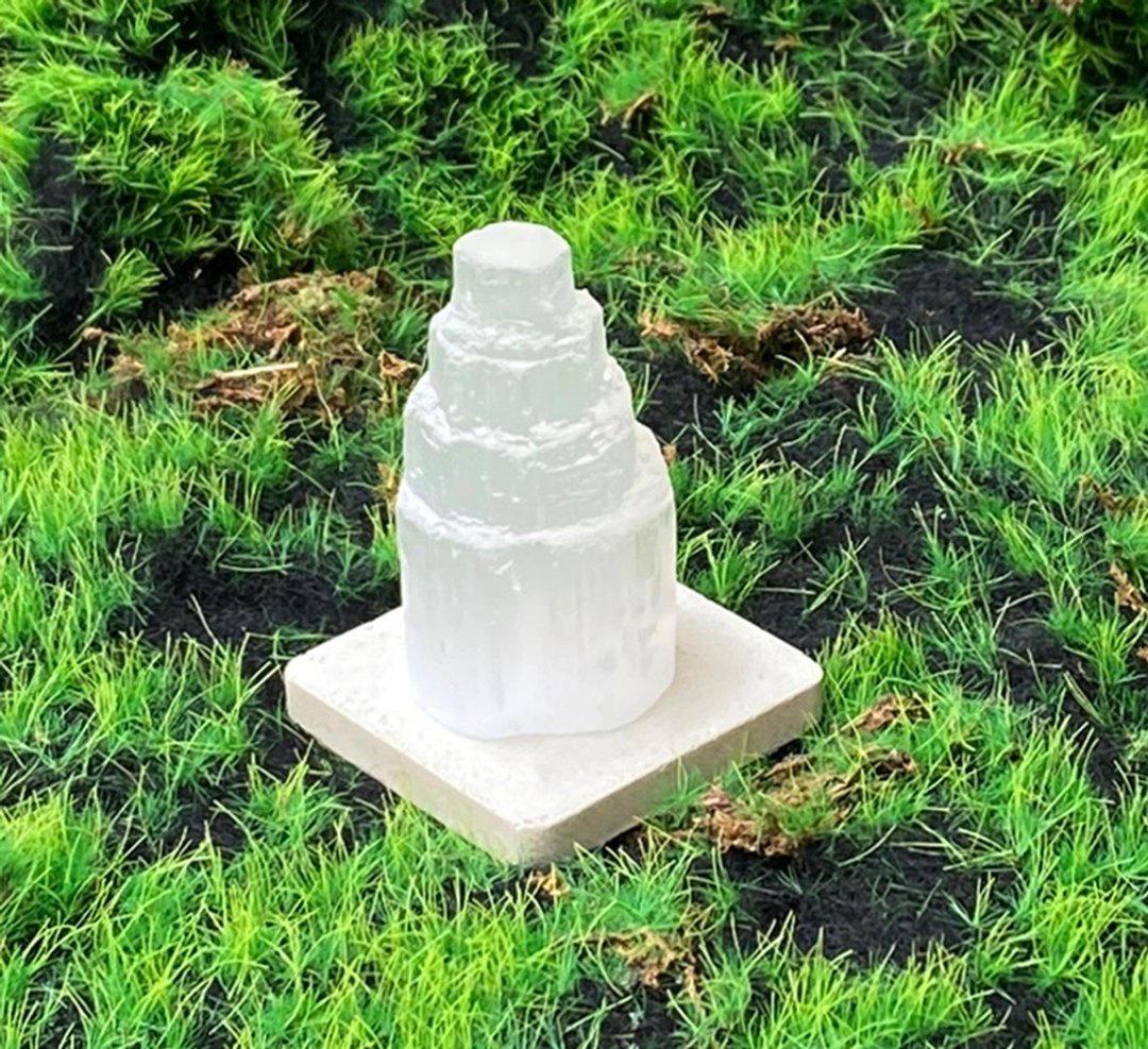 透石膏能量塔 消磁 疗愈 居家 开运 能量 - 摆饰 - 水晶 白色