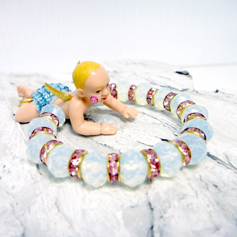 TIMBEE LO 白色小婴儿天使宝石手链 水晶手链 蛋白水晶 可爱甜美系 - 手链/手环 - 宝石 白色