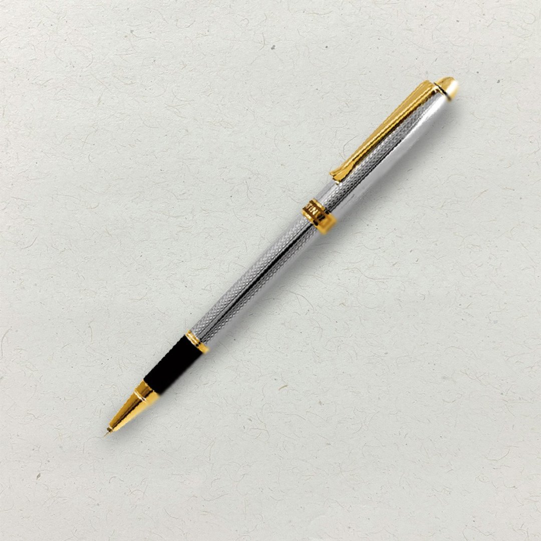 【PLATINUM】白金牌 雕花镀银钢珠笔 WAG-800(原厂正货) - 钢珠笔 - 其他金属 银色