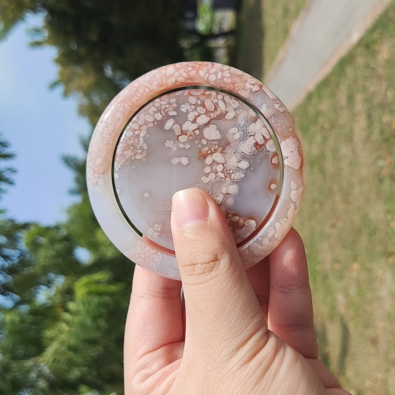 • 已结缘 •  雅饰雅品 | 樱花玛瑙严选套镯 || 62.5 无摸抠修 - 手链/手环 - 玉石 粉红色