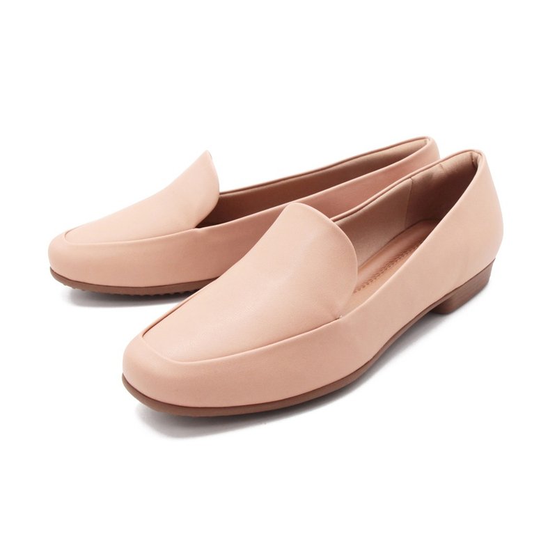 WALKING ZONE SUPER WOMAN系列 百搭方头平底乐福鞋 女鞋 - 卡其 - 女款休闲鞋 - 真皮 