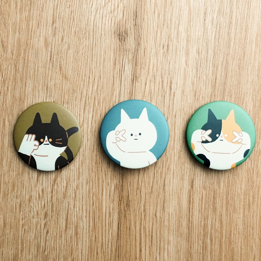 Say Yeah 胸章 44mm - 白猫 / 花猫 / 奔驰猫 - 徽章/别针 - 其他金属 绿色