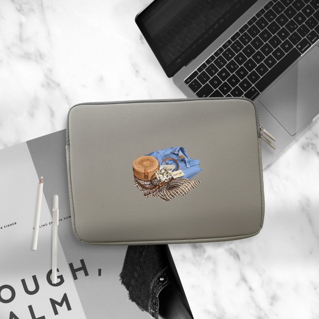 美好的一天 MacBook Air,MacBook Pro,12,13,15寸apple皮革笔电包 - 电脑包 - 人造皮革 灰色