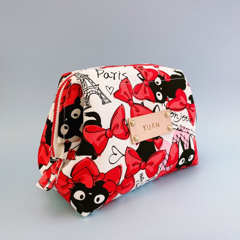 蝴蝶猫咪胖胖口金包 / 附赠免费打印字母皮标 - 化妆包/杂物包 - 棉．麻 多色