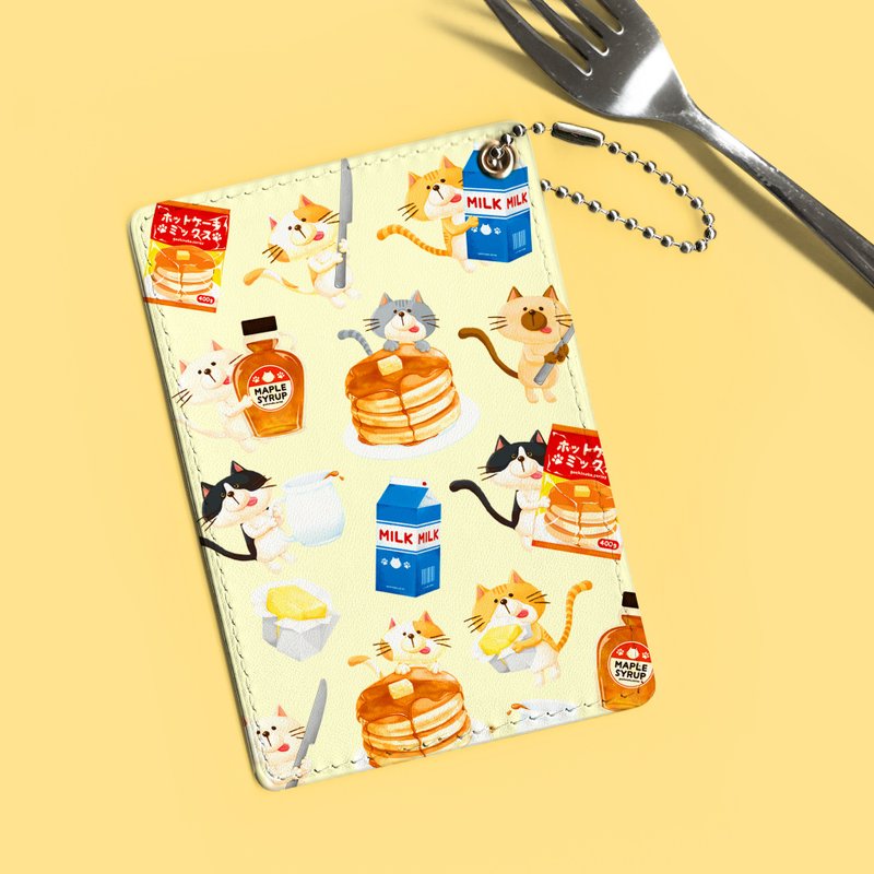 ごちそうとネコ ホットケーキパスケース - 证件套/卡套 - 人造皮革 黄色