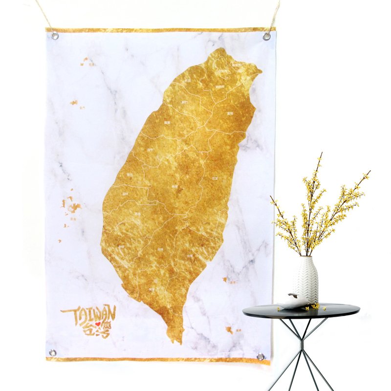 台湾地图挂布 布幔 金色大理石 - 墙贴/壁贴 - 其他材质 金色
