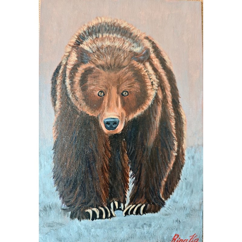 棕熊油画  逼真灰熊肖像  丙烯颜料画布作品  作者 RinaArtSK - 墙贴/壁贴 - 其他材质 多色