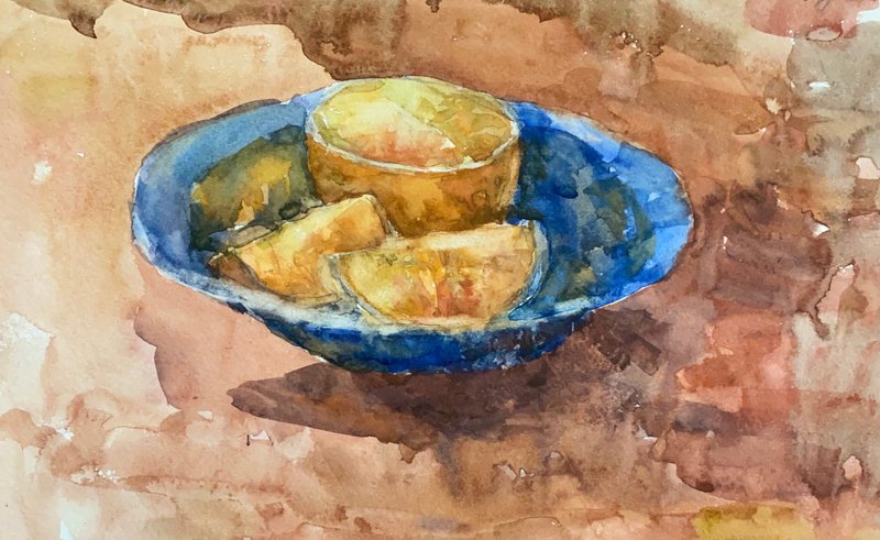 橘子原画水彩静物艺术水果艺术品墙艺术 - 墙贴/壁贴 - 纸 橘色