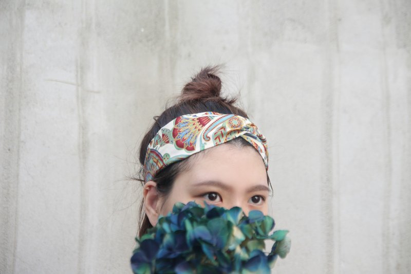 齿轮美国 微挺烫金棉布手工十字松紧发带 - 发带/发箍 - 棉．麻 多色