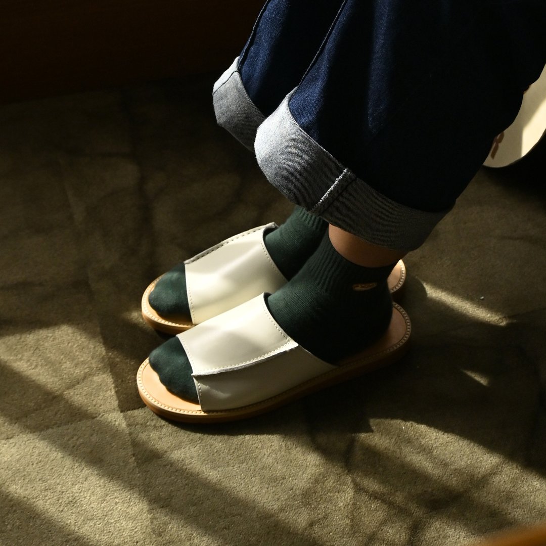 手工缝线真皮男女室内外拖鞋/白色/230 - 室内拖鞋 - 真皮 白色