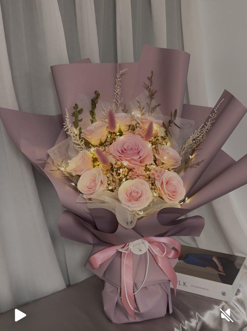 干燥花束 粉紫色花束 永生花花束 闪灯花束 - 干燥花/捧花 - 植物．花 