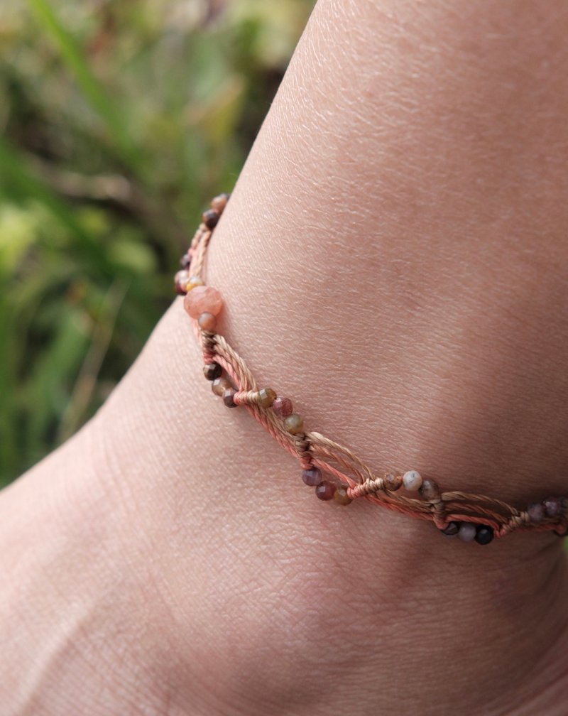 脉轮能量脚链//彼得石|太阳石|月光石|海蓝宝|蓝宝石|蓝晶石|坦尚 - 脚链/脚环 - 水晶 