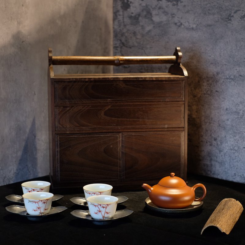 【日本古美术】竹提把茶箱 器局 提篮 - 茶具/茶杯 - 木头 