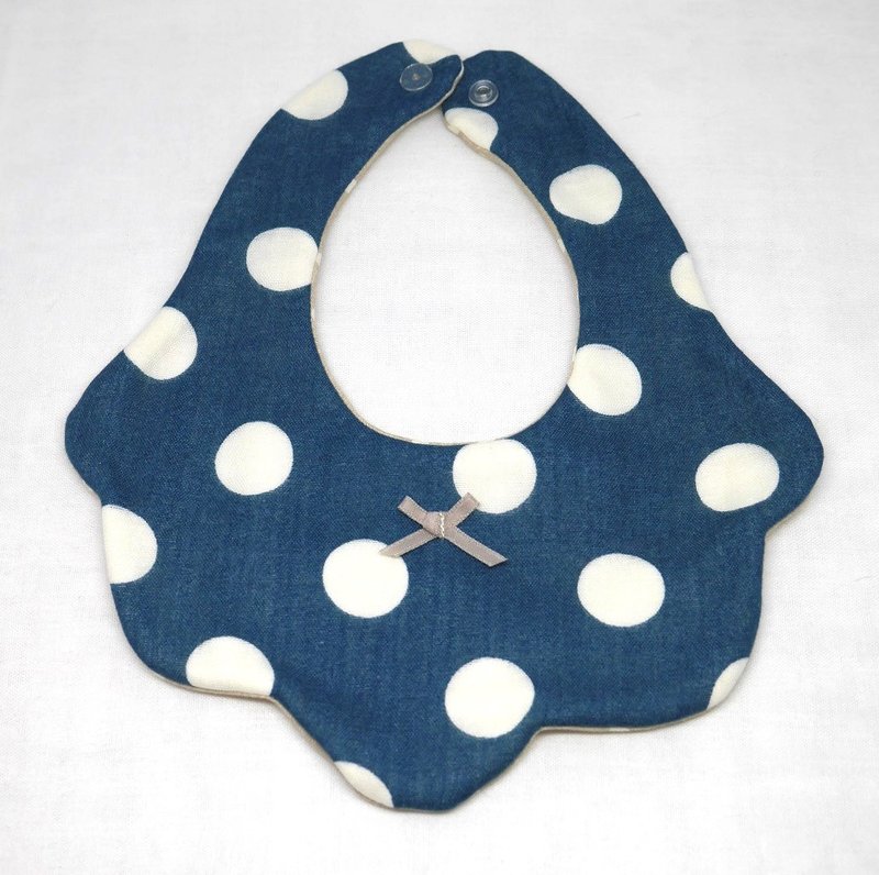 Japanese Handmade 8-layer-gauze Baby Bib - 围嘴/口水巾 - 棉．麻 蓝色