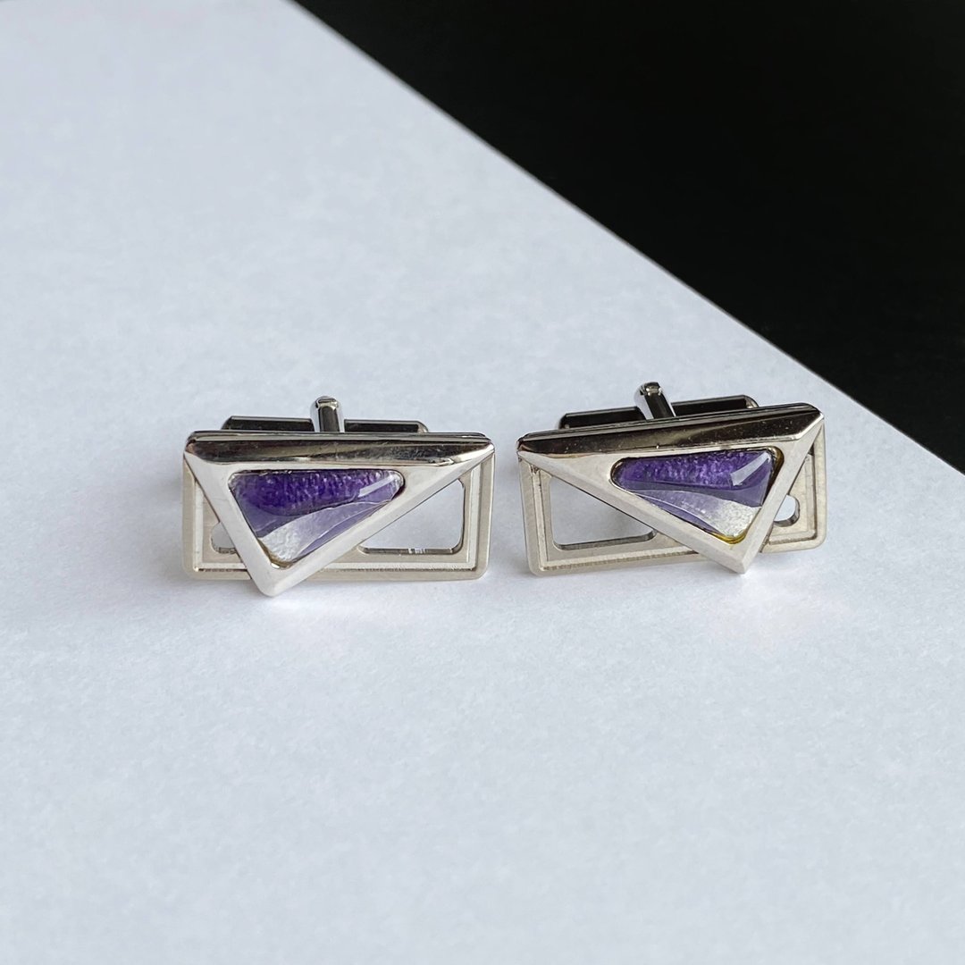 Space [Amethyst] Cloisonne Cufflinks Cufflinks Pure Silver Wired Cloisonne - 袖扣 - 其他材质 紫色