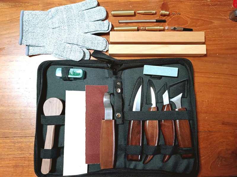 台湾桧木手刻笔雕刻刀套装组合 - 木工/竹艺/纸艺 - 木头 