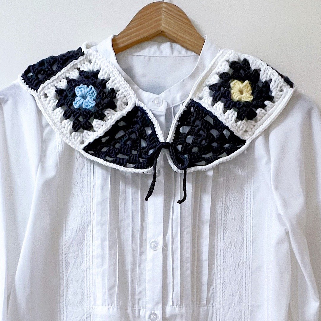 手工钩针编织 复古风祖母格衣领 Granny Square - 其他 - 棉 