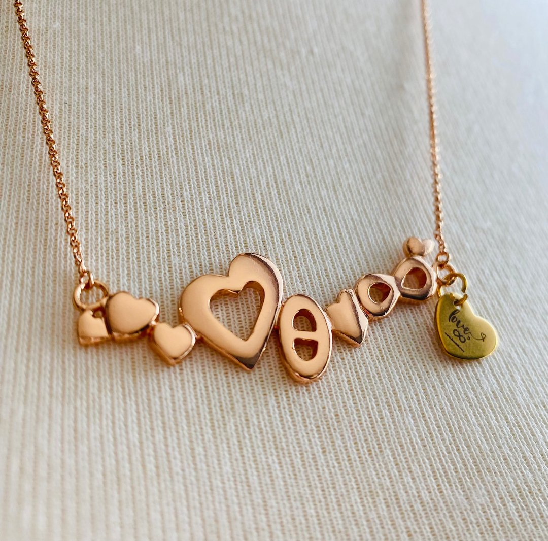 Love in Theta 项链-S925银镀玫瑰金、S925银 - 项链 - 银 白色