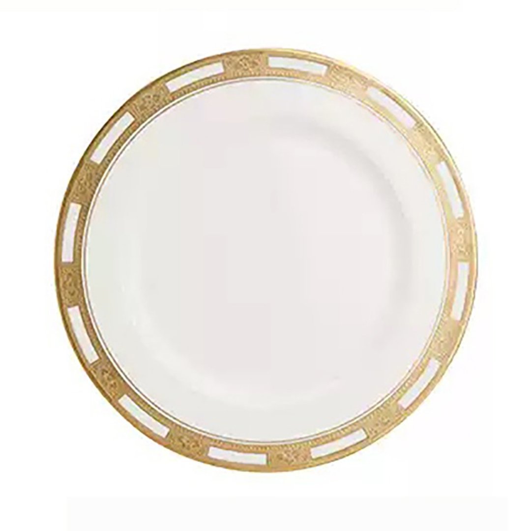 英国Aynsley 女王系列 骨瓷真金浮雕餐盘20cm 礼盒包装 - 盘子/餐盘/盘架 - 瓷 黄色