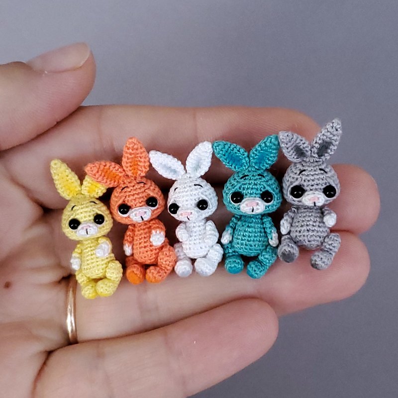 Micro bunny. Dollhouse miniature lapin. Tiny rabbit. Doll pet toy.Microtoysby - 玩偶/公仔 - 棉．麻 多色