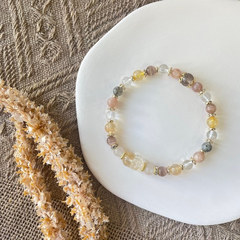 财气自来黄水晶貔貅弹性手链 - 手链/手环 - 水晶 