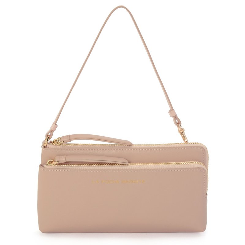 体贴情人心机礼物_女孩的全皮革多用途长夹包_可肩背手提 - 侧背包/斜挎包 - 真皮 粉红色