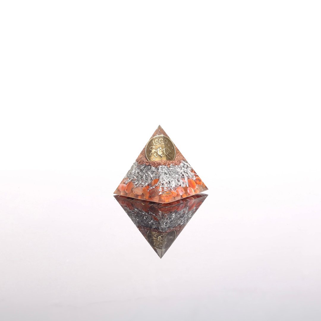 【母亲节礼物】星座系列 - 狮子座奥刚幸运石 Orgonite 开运水晶疗愈 - 摆饰 - 半宝石 橘色