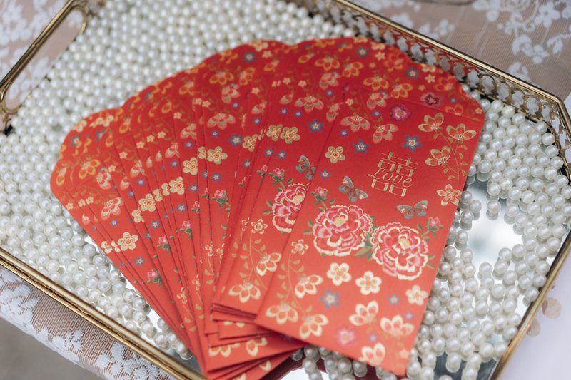 仿牡丹刺绣结婚利是封- 囍字 / 婚宴 / 红包 / Doublelucky /10入 - 红包/春联 - 纸 多色