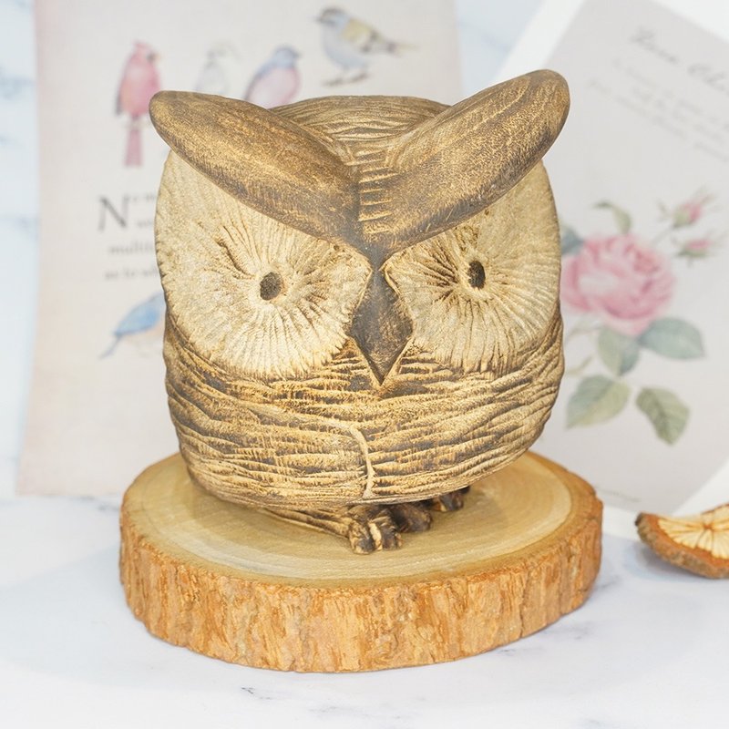 樟木浓眉木雕猫头鹰-郭国庆原创 - 摆饰 - 木头 咖啡色