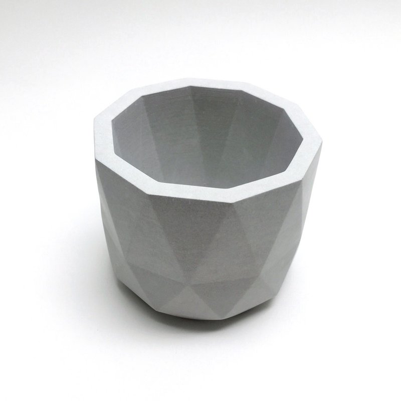 菱格圆水泥盆 - 植栽/盆栽 - 水泥 灰色