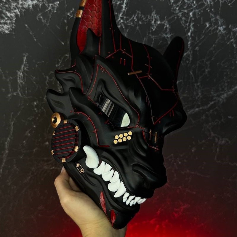 赛博朋克狐面具  黑色与红色  赛博朋克面具  黑色狐面具 - 其他 - 树脂 黑色