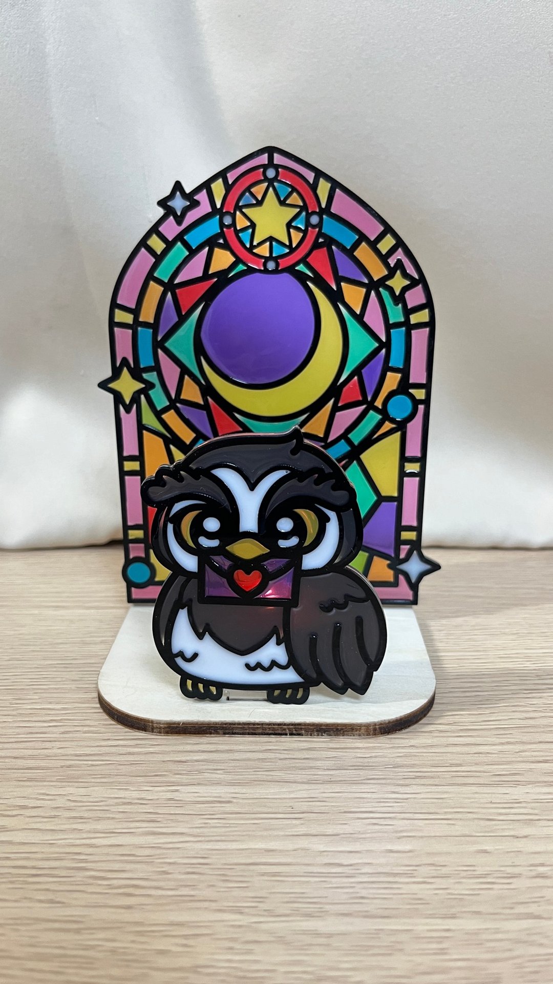 魔法猫头鹰蜡烛台座 手工彩绘 光影折射 疗愈氛围摆件 - 蜡烛/烛台 - 树脂 多色