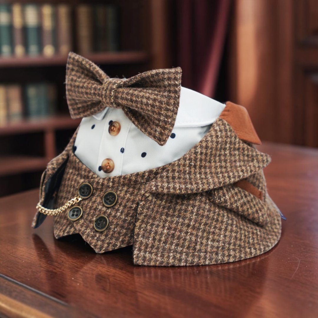 Bond (1-Coffee Houndstooth) | Pet Neckwear - 衣/帽 - 聚酯纤维 咖啡色
