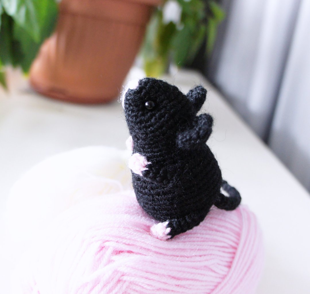 Black mouse toy for kids, Llittle handmade toy, Stuffed animal toy, Cute mouse - 玩具/玩偶 - 羊毛 黑色