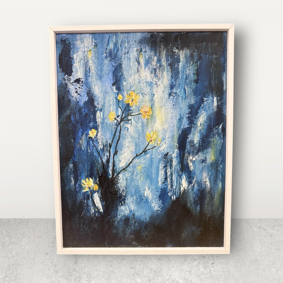 静蓝之中 油彩画布 5F 附框 A-Lin油画创作 - 海报/装饰画/版画 - 棉 