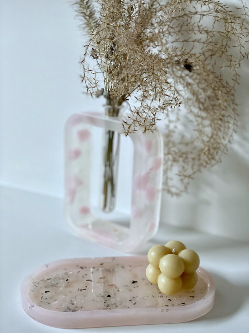 Oval trinket dish tray, engagement ring dish, wedding ring dish, soap saver dish - 卫浴用品 - 树脂 粉红色