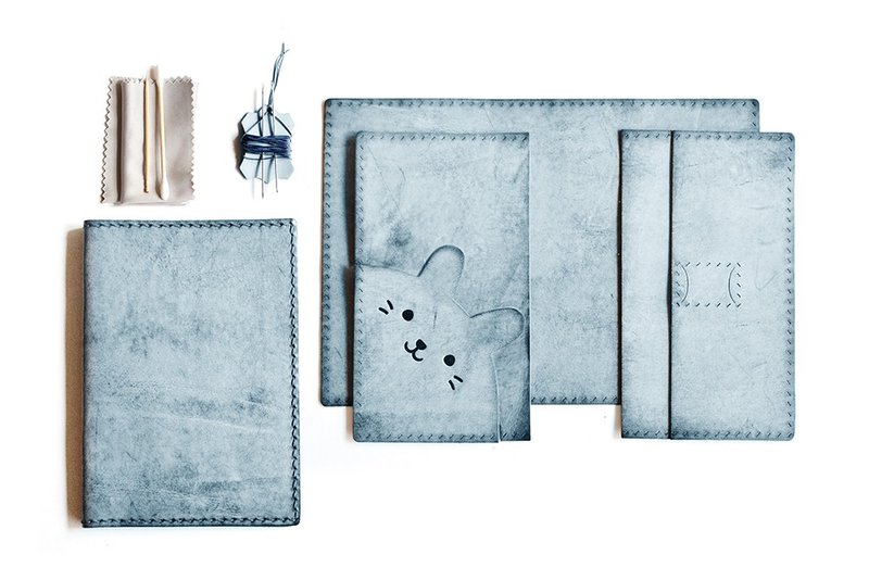 Fading Mist 兔子护照套皮革材料包 - 皮件 - 真皮 蓝色